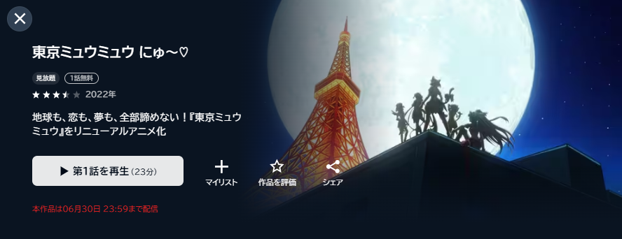 U-NEXTの東京ミュウミュウ にゅ 2期配信画像