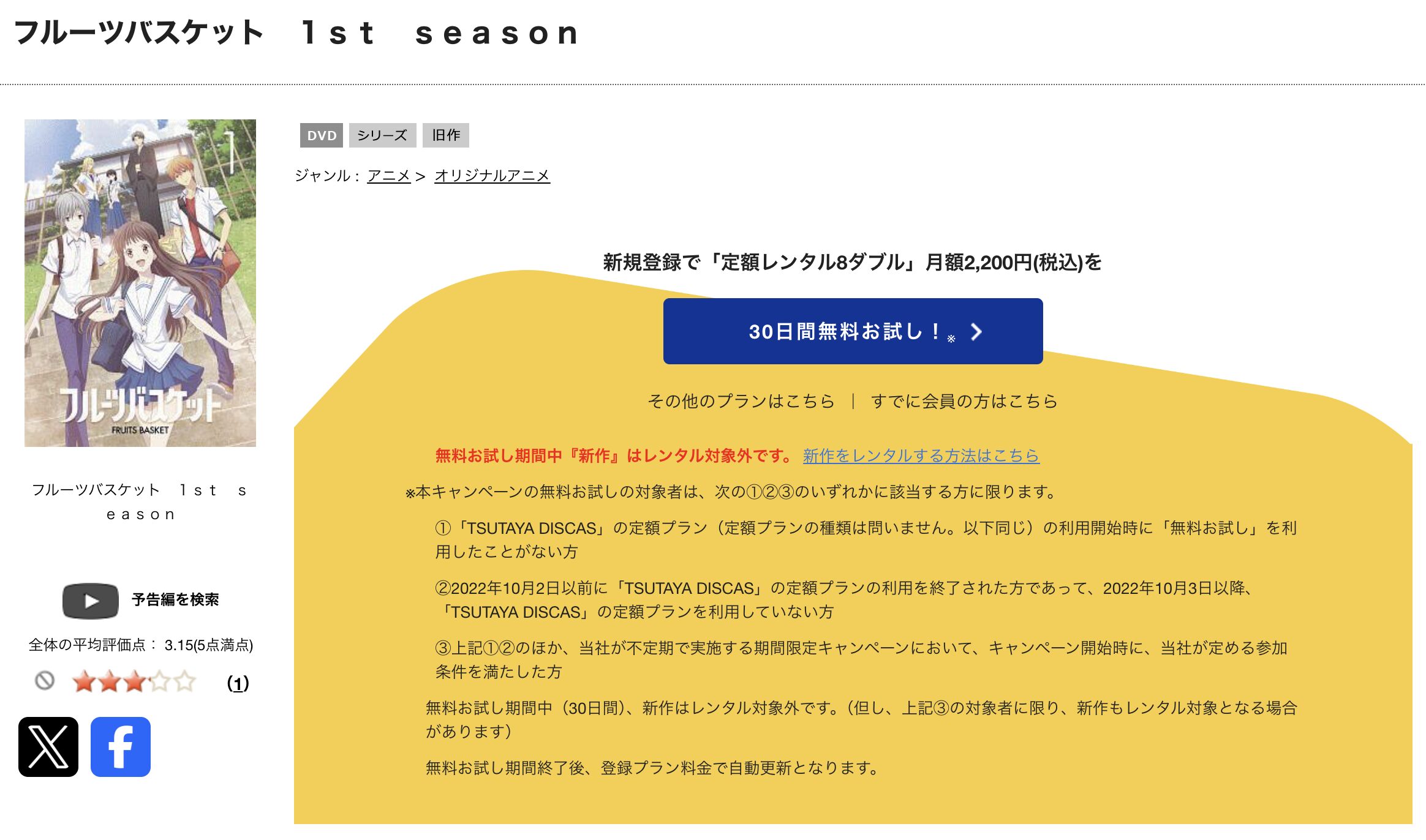 TSUTAYA DISCASのフルーツバスケット 1st season