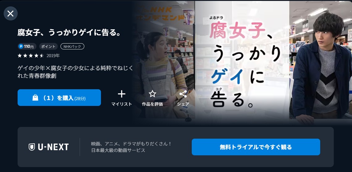 NHKオンデマンドの腐女子、うっかりゲイに告る。配信画像