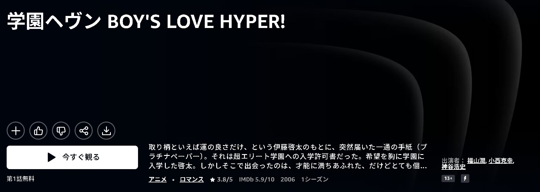 Amazonプライムの学園ヘヴン BOY'S LOVE HYPER!配信画像
