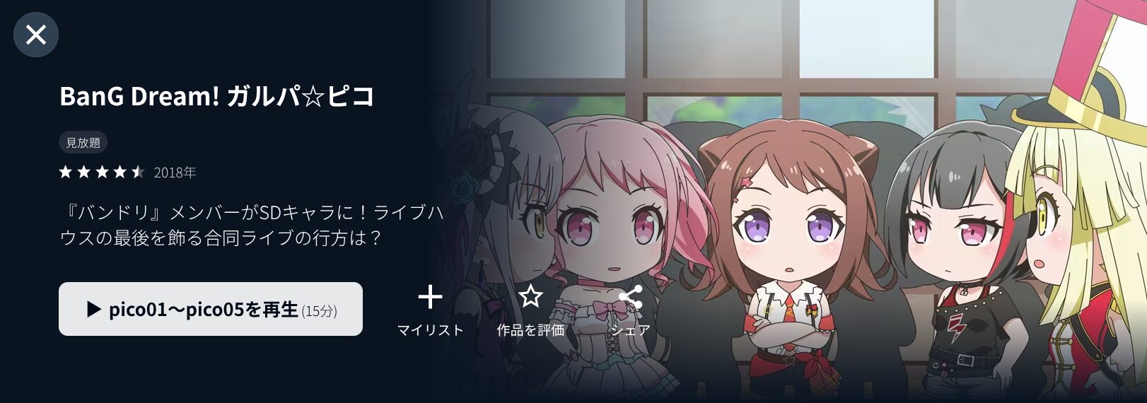 U-NEXTのBanG Dream!ガルパ☆ピコ(1期)配信画像