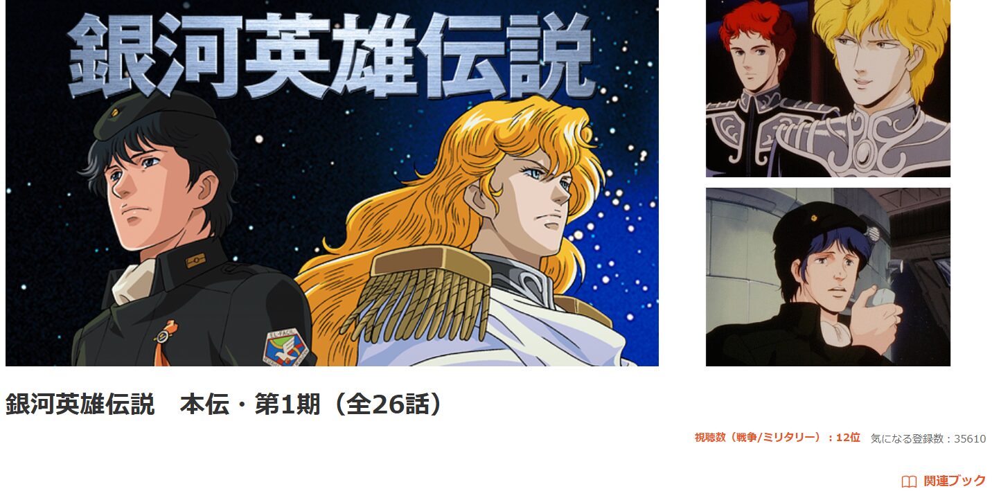 dアニメストアの銀河英雄伝説配信画像