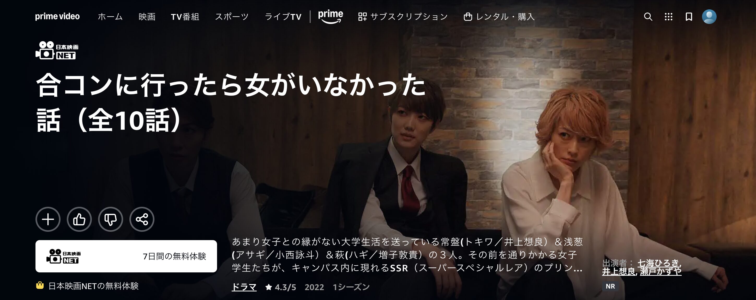 Amazonプライムの合コンに行ったら女がいなかった話配信画像