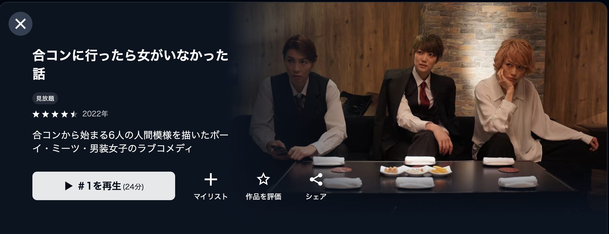 U-NEXTの合コンに行ったら女がいなかった話配信画像