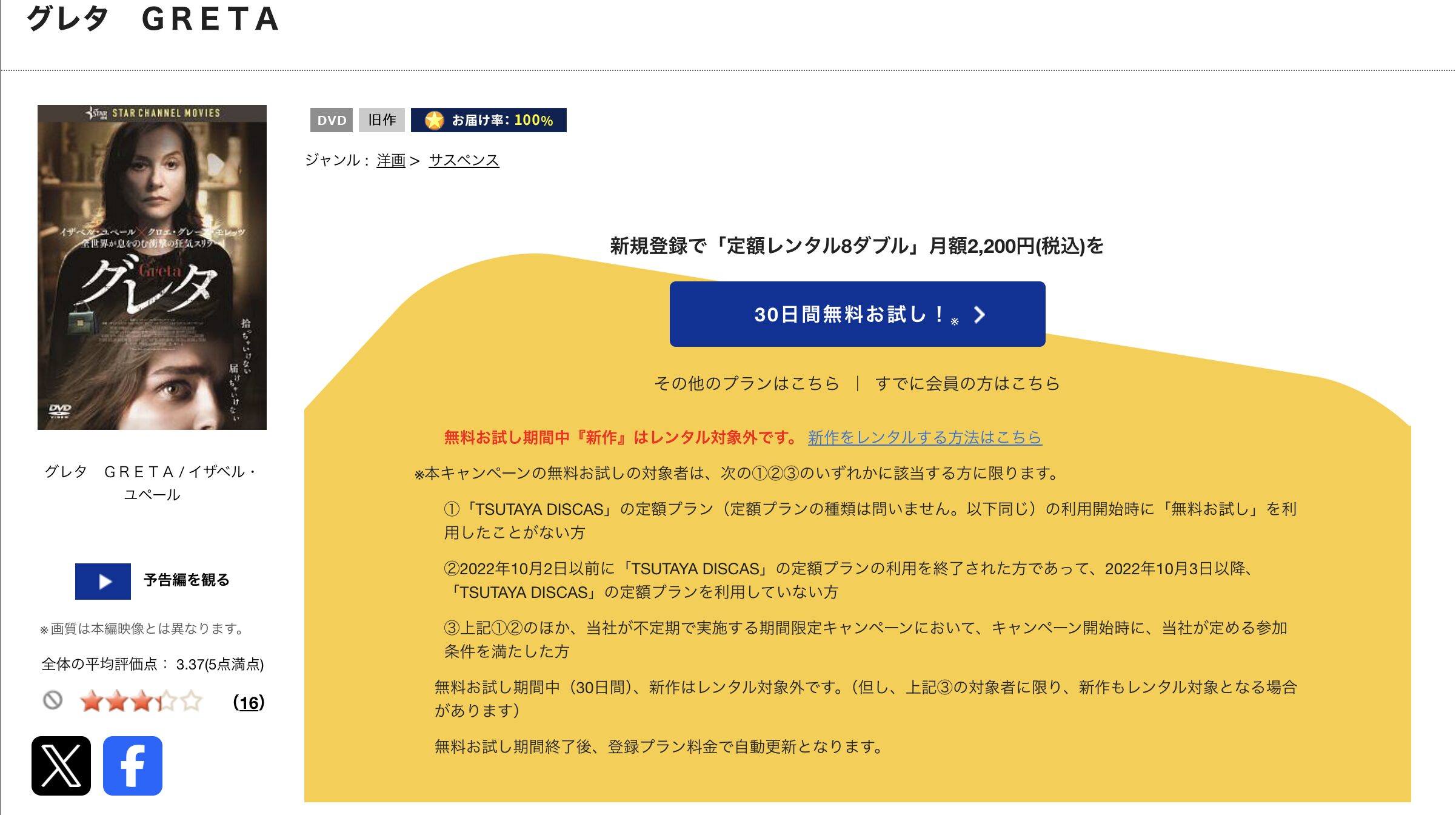 TSUTAYA DISCASのグレタ GRETA