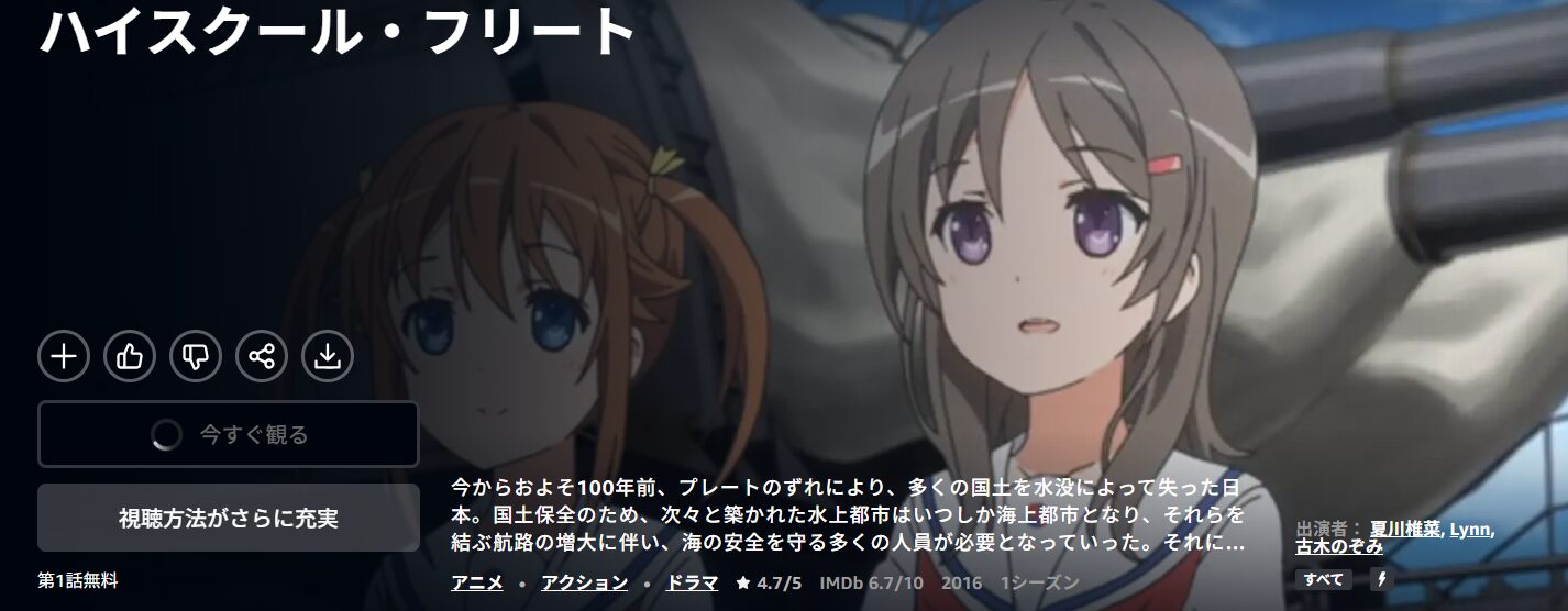 Amazonプライムのハイスクール・フリート配信画像
