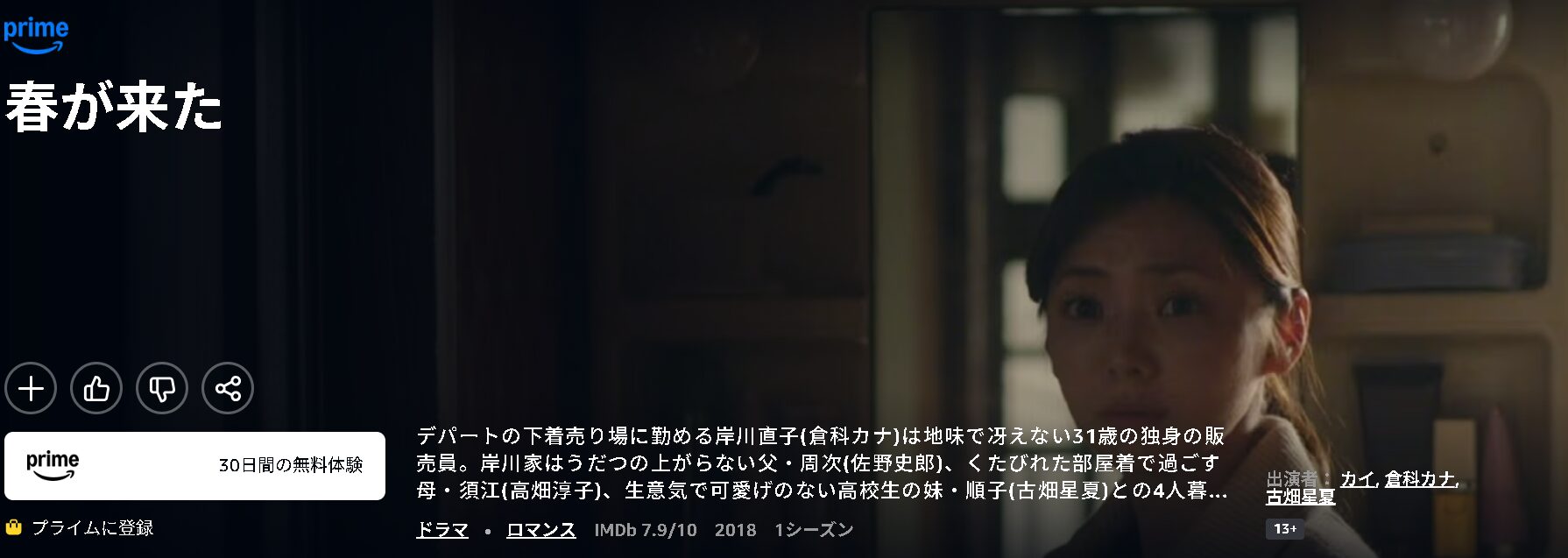 Amazonプライムの春が来た配信画像