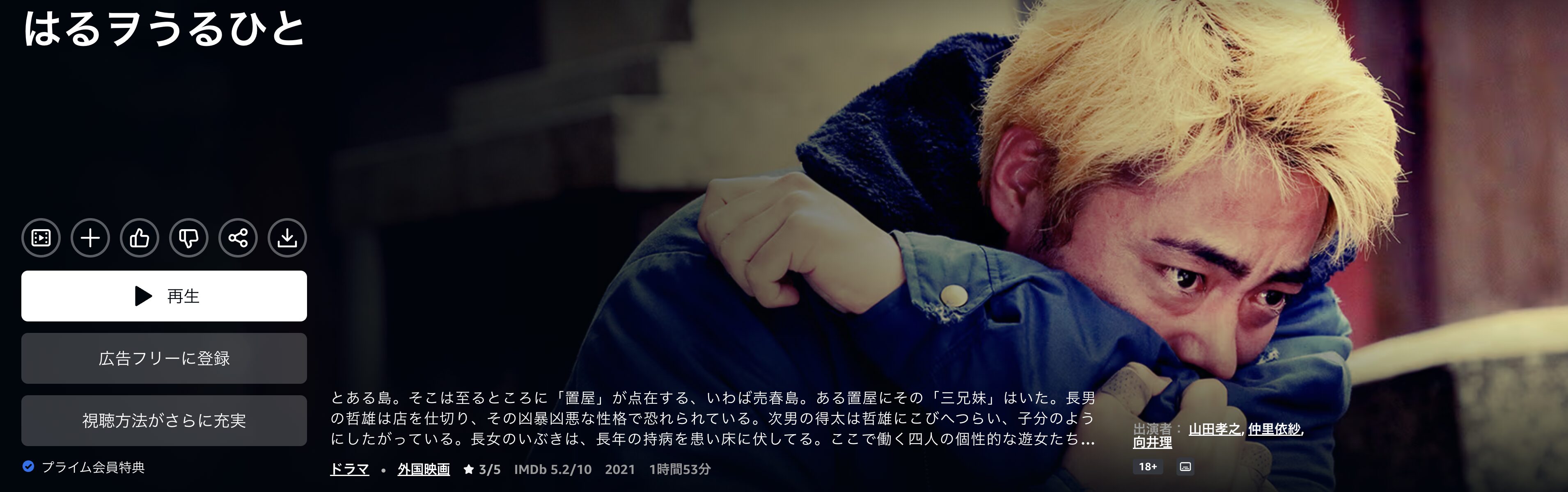 Amazonプライムのはるヲうるひと配信画像