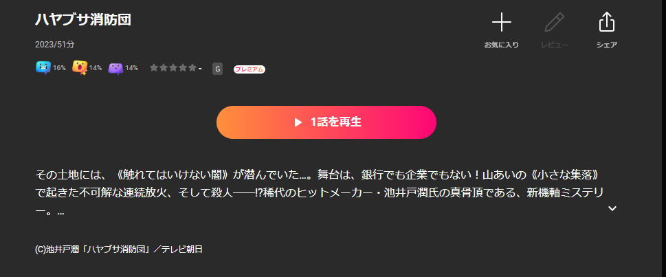 Leminoのハヤブサ消防団配信画像