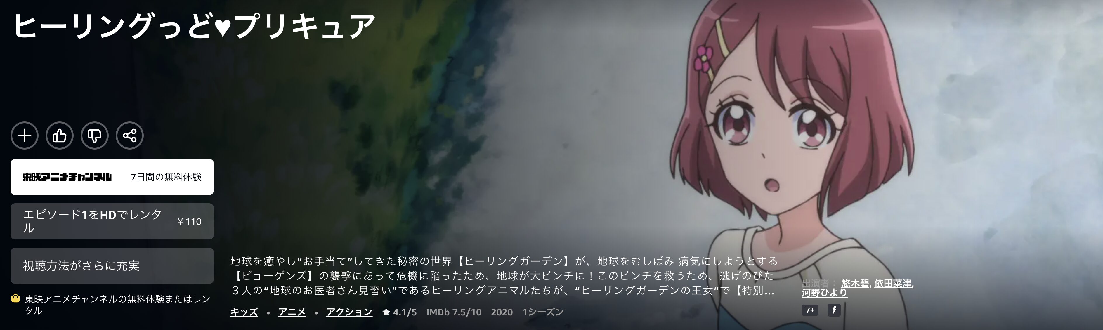 Amazonプライムのヒーリングっどプリキュア配信画像