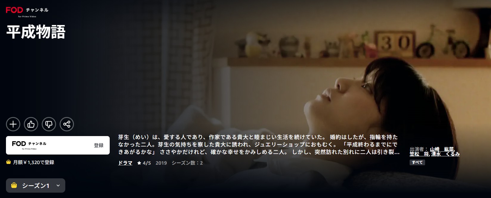 Amazonプライムの平成物語シーズン1配信画像