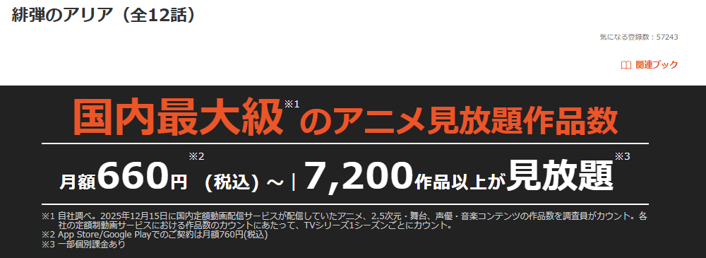 dアニメストアの緋弾のアリア（1期）配信画像