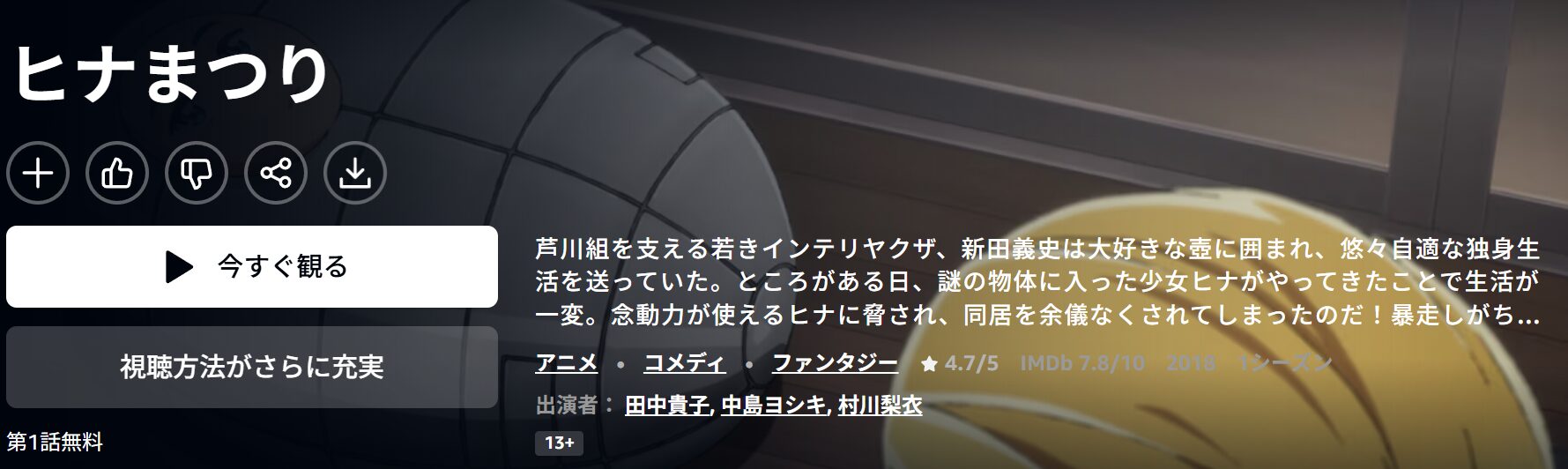 Amazonプライムのヒナまつり配信画像