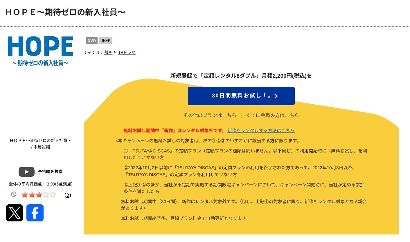 TSUTAYA DISCASのHOPE 期待ゼロの新入社員