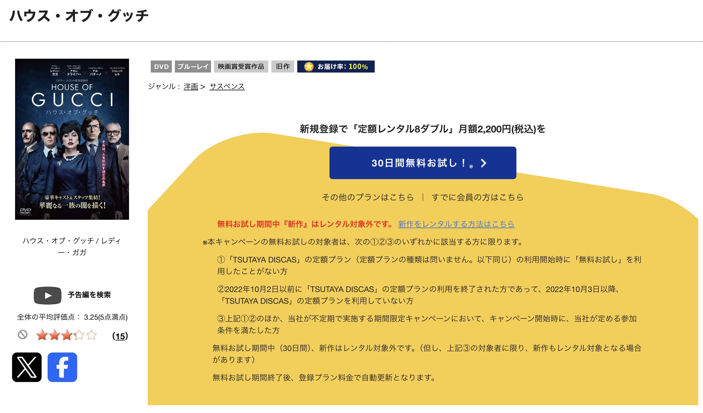 TSUTAYA DISCASのハウス・オブ・グッチ