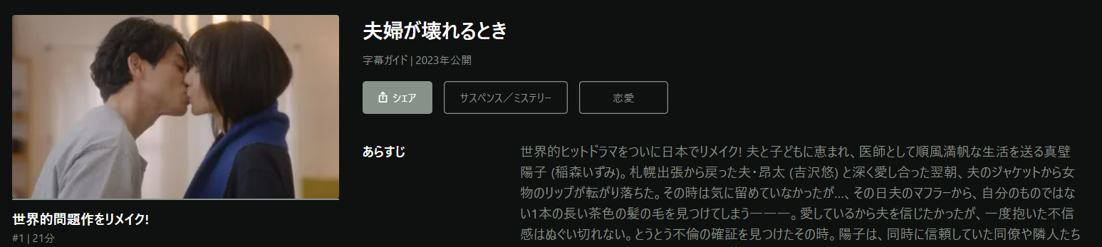 Huluの夫婦が壊れるとき配信画像