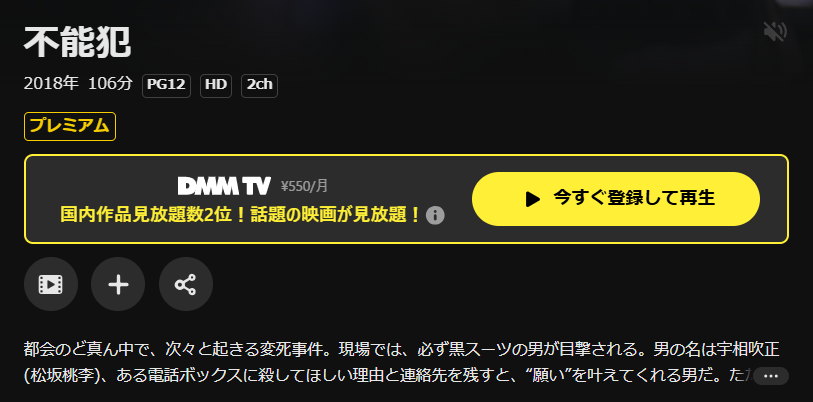 DMM TVの不能犯配信画像