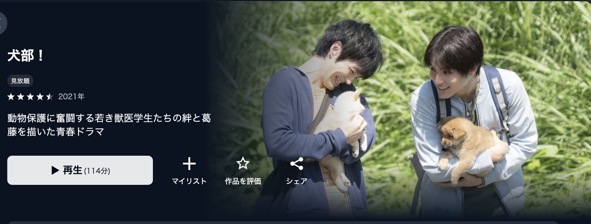 U-NEXTの犬部！配信画像