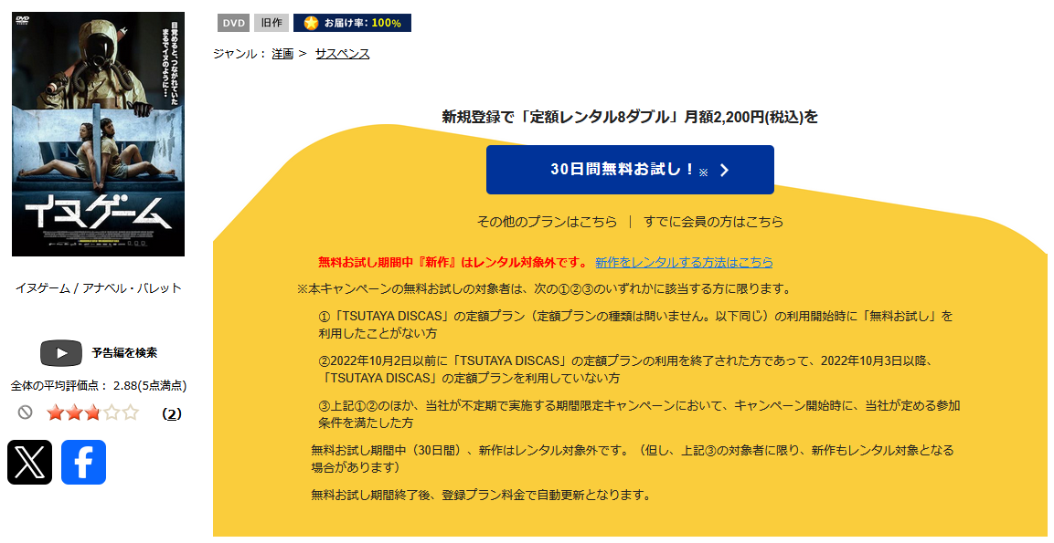 TSUTAYA DISCASのイヌゲーム