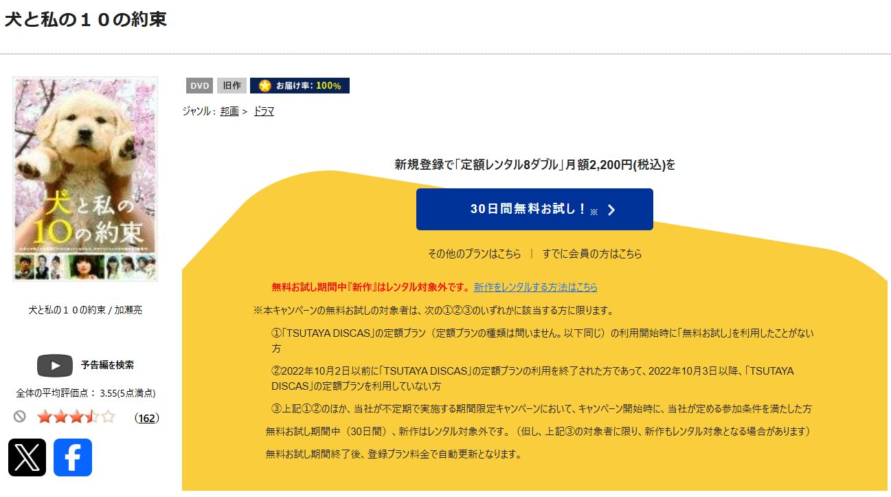 TSUTAYA DISCASの犬と私の10の約束