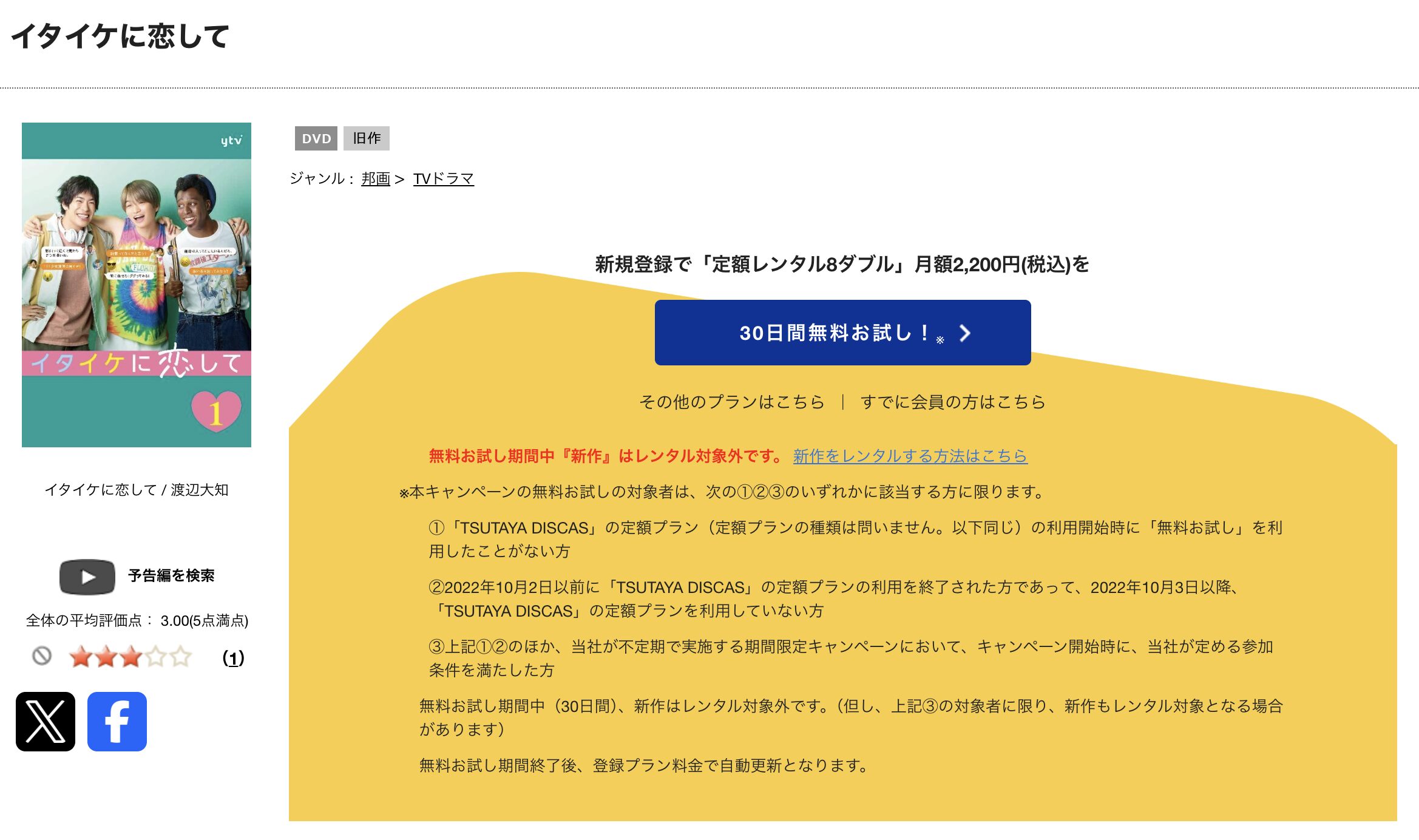 TSUTAYA DISCASのイタイケに恋して