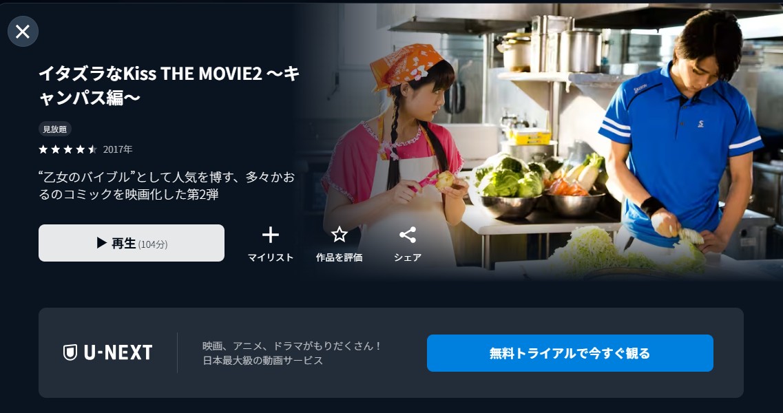 U-NEXTのイタズラなKiss THE MOVIE2 ～キャンパス編～配信画像