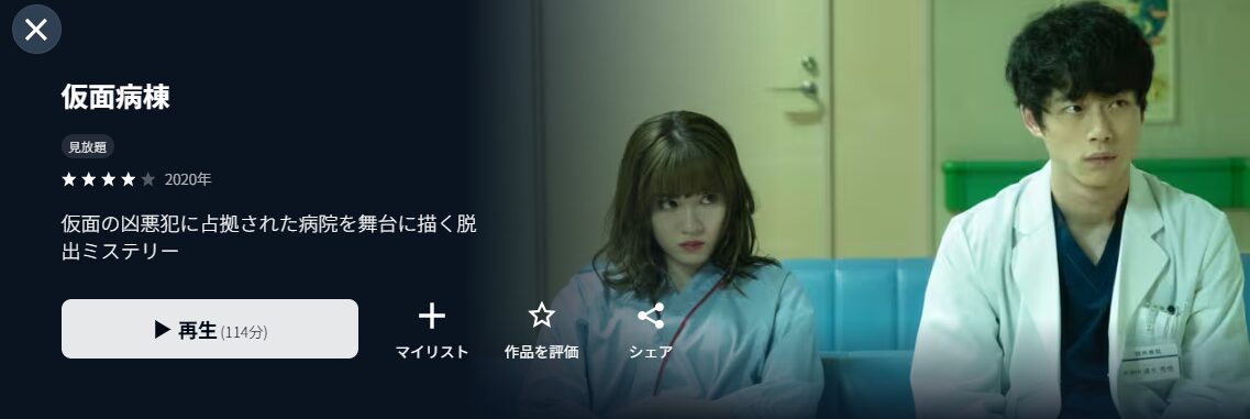 U-NEXTの仮面病棟配信画像