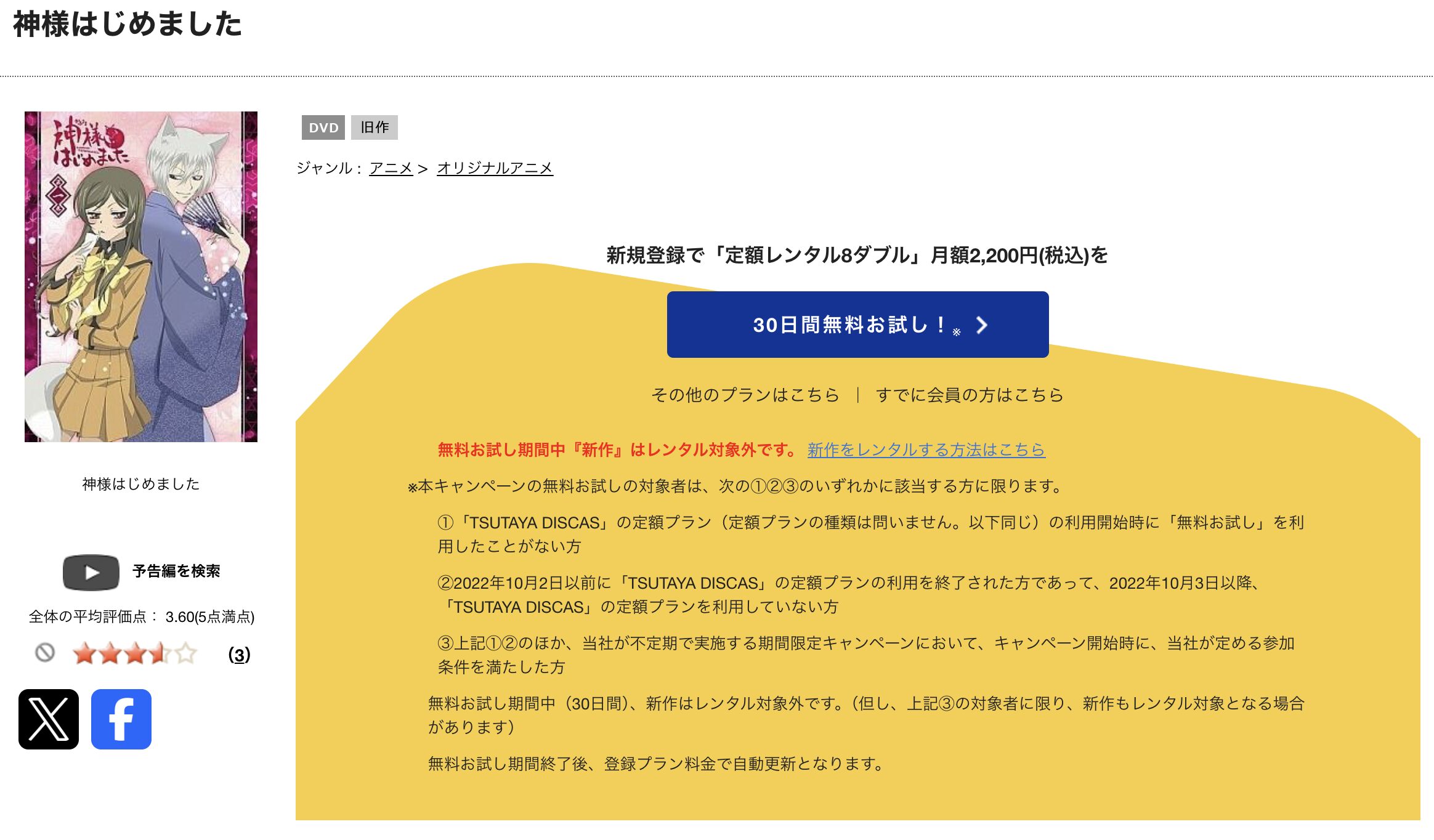 TSUTAYA DISCASの神様はじめました（1期）