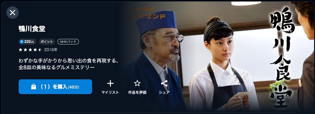 U-NEXTの鴨川食堂配信画像