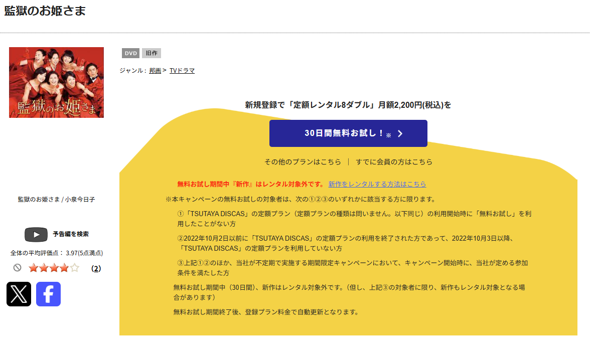 TSUTAYA DISCASの監獄のお姫さま