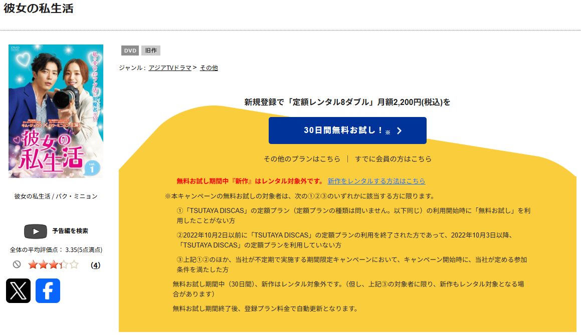 TSUTAYA DISCASの彼女の私生活