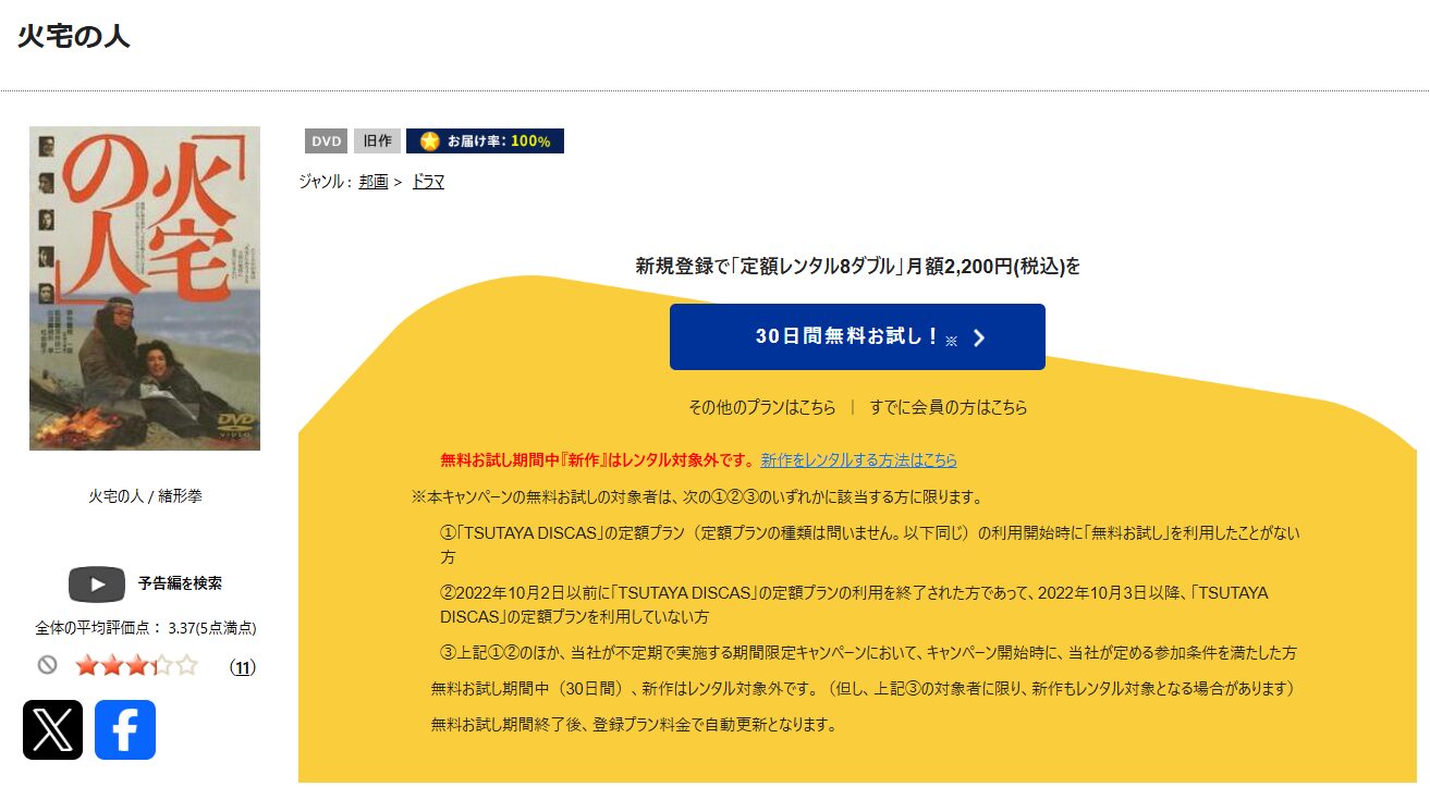 TSUTAYA DISCASの火宅の人