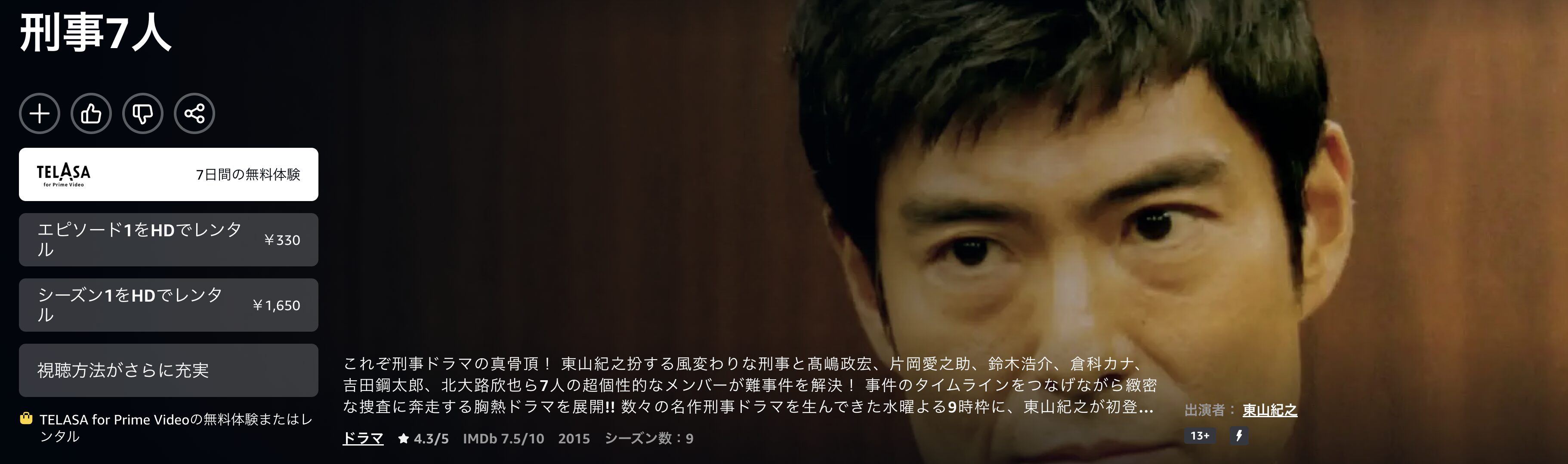 Amazonプライムの刑事7人シーズン1（2015）配信画像