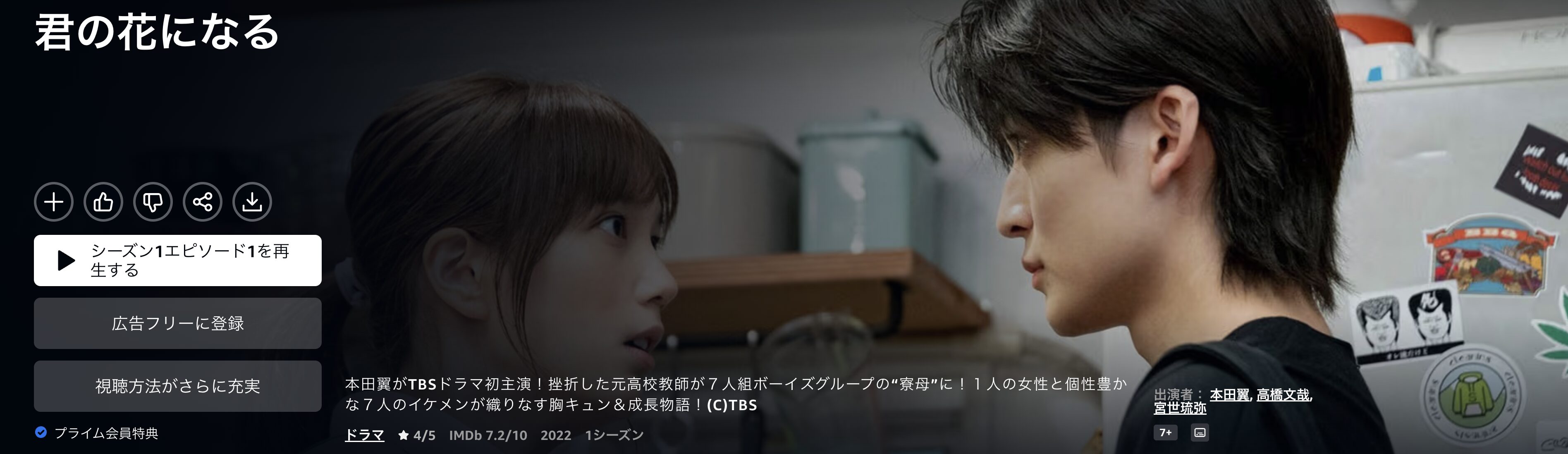 Amazonプライムの君の花になる配信画像