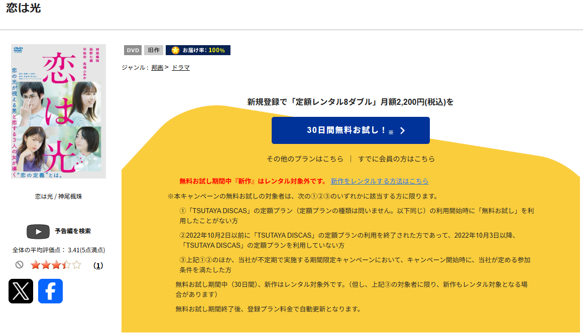 TSUTAYA DISCASの恋は光