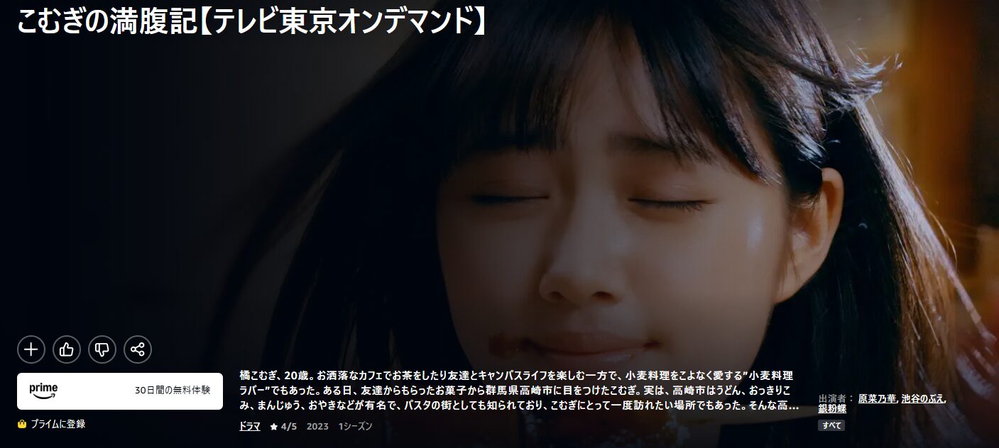 Amazonプライムのこむぎの満腹記配信画像