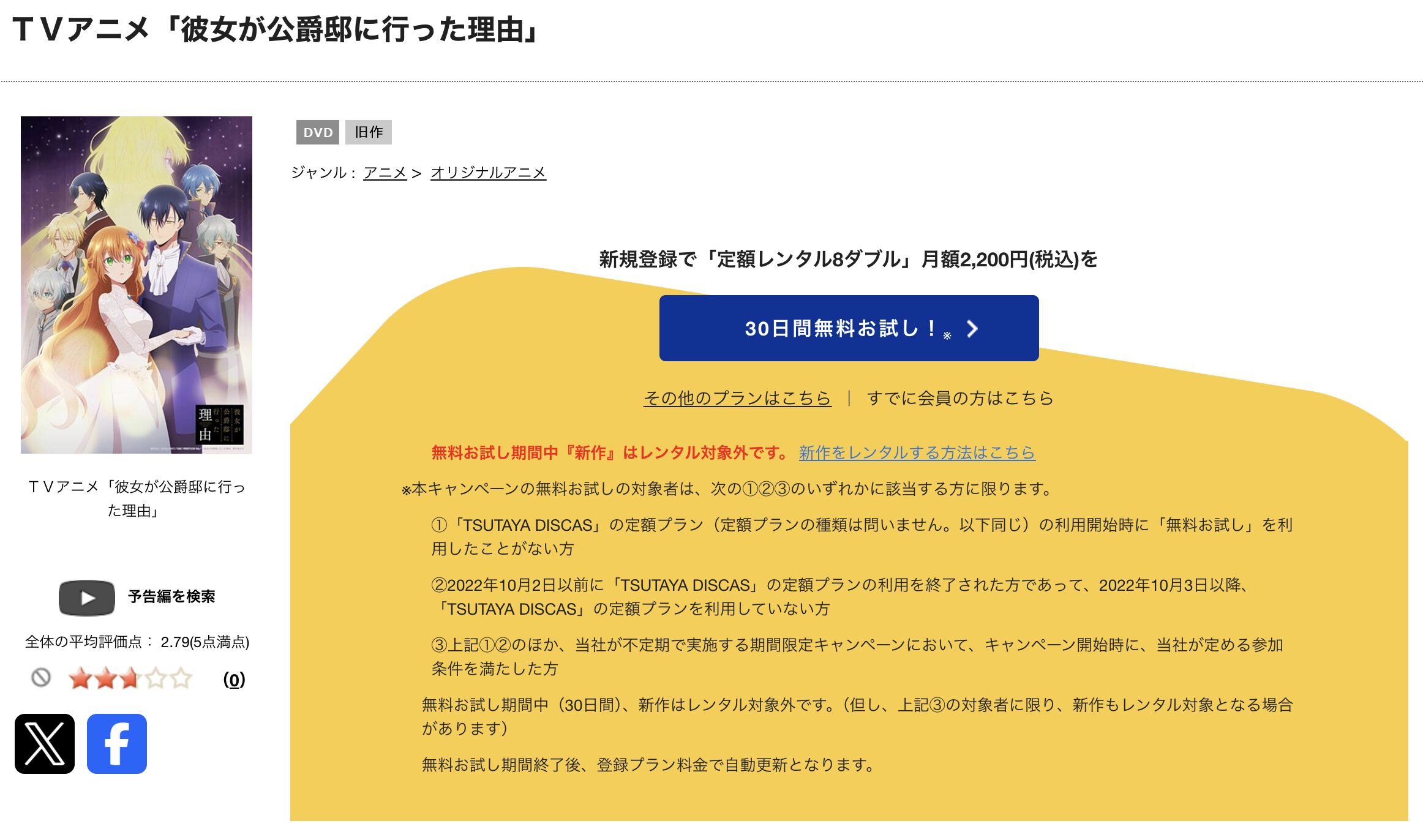 TSUTAYA DISCASの彼女が公爵邸に行った理由