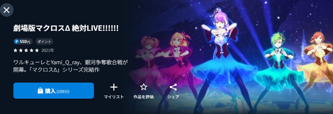 U-NEXTの劇場版マクロスΔ絶対LIVE!!!!!!配信画像