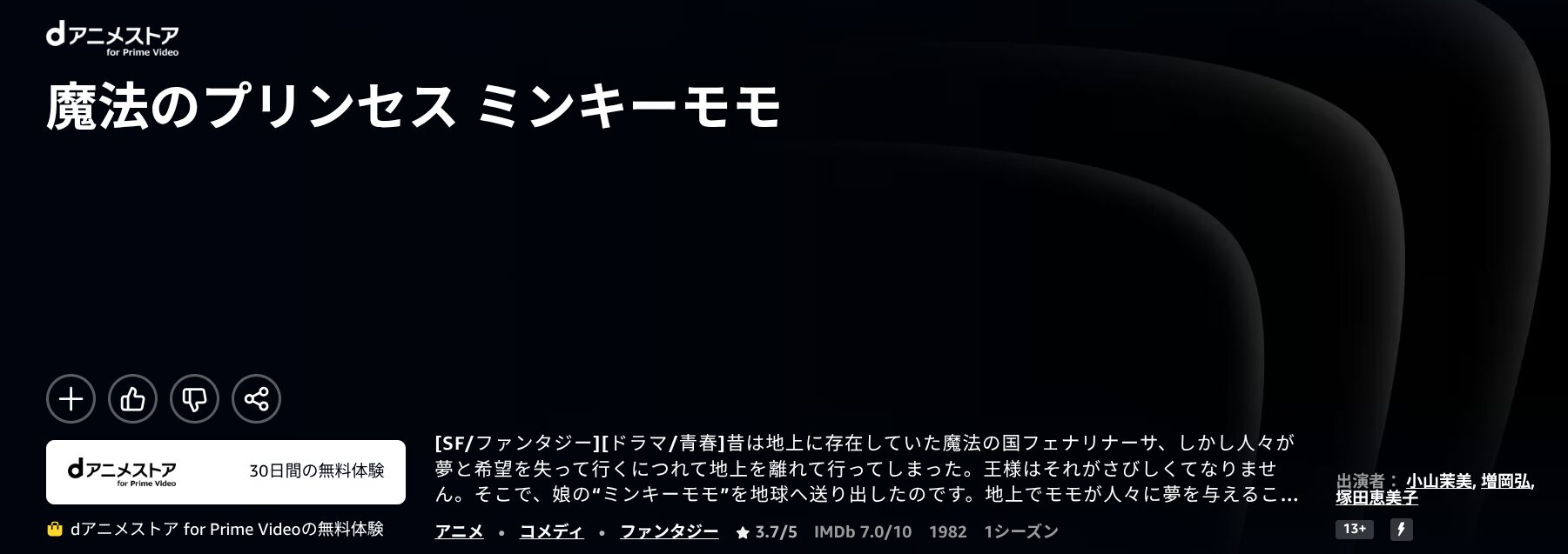 Amazonプライムの魔法のプリンセス ミンキーモモ 夢を抱きしめて配信画像