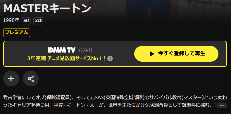 DMM TVのMASTERキートン配信画像