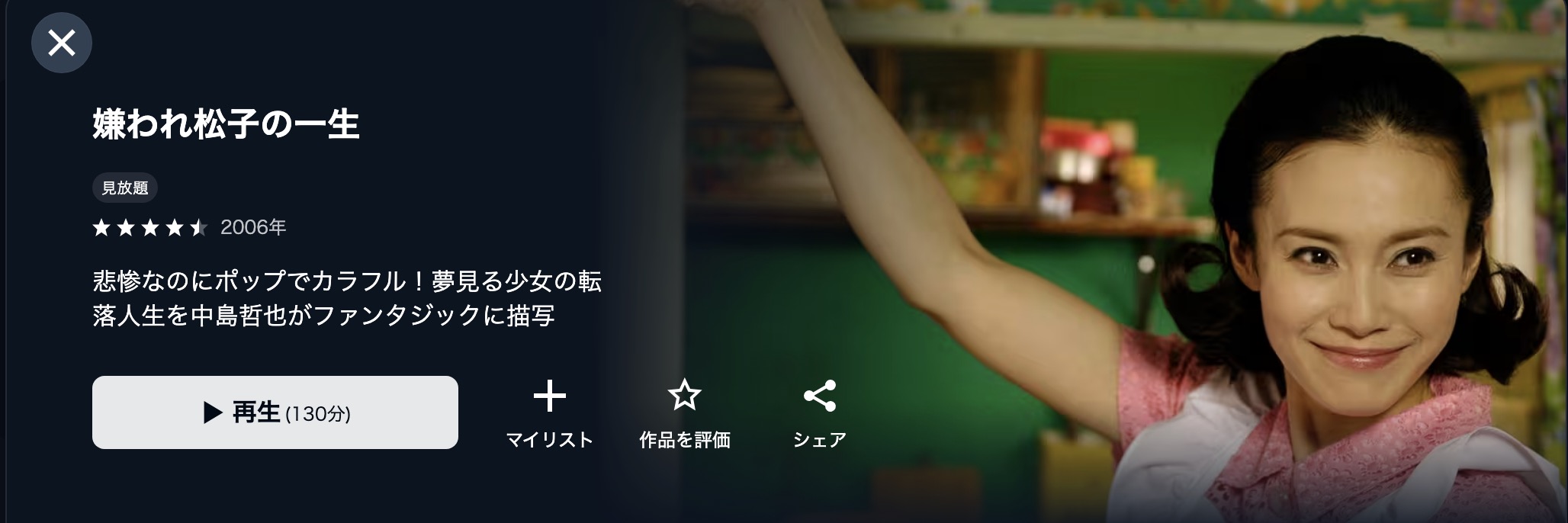 U-NEXTの嫌われ松子の一生配信画像