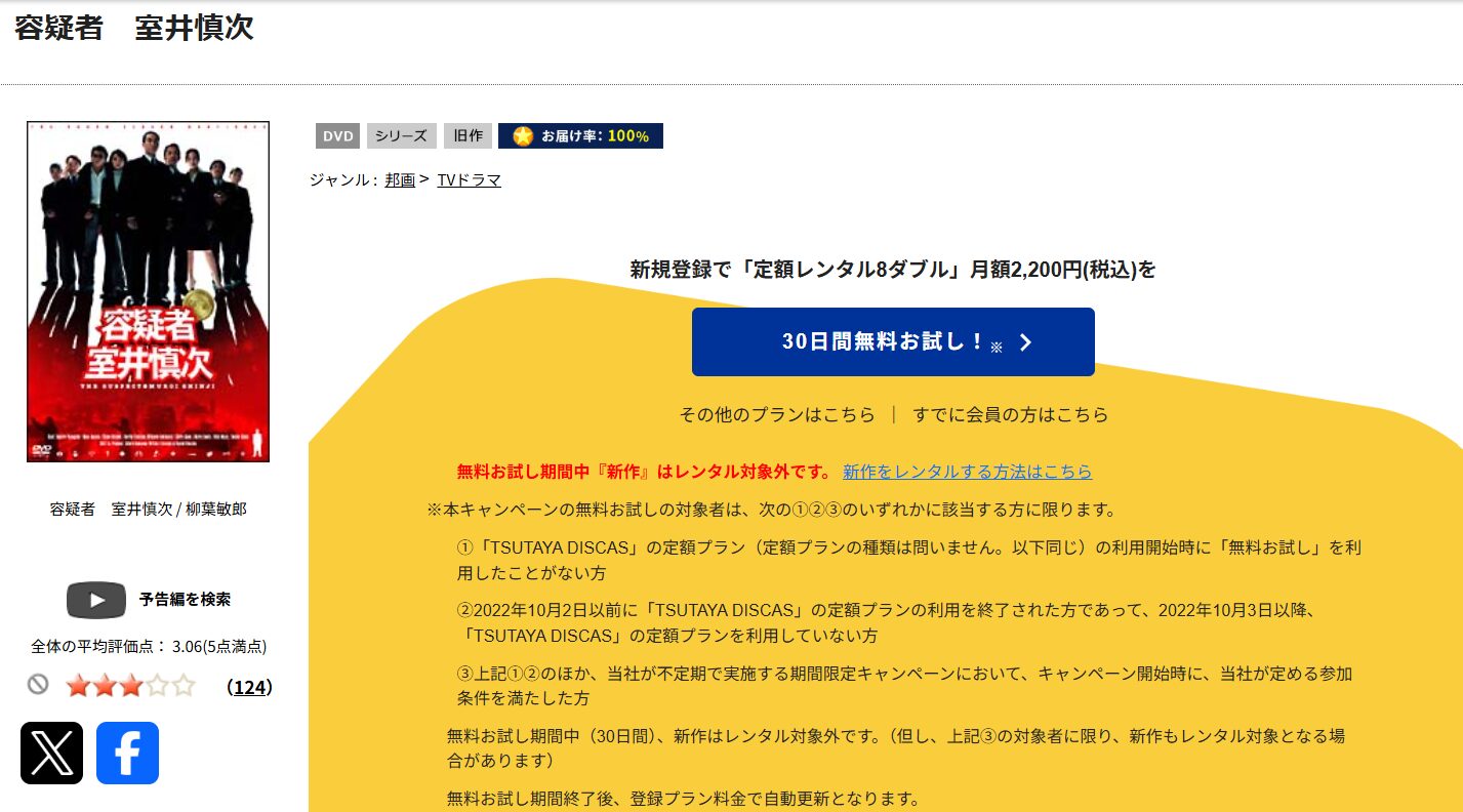 TSUTAYA DISCASの容疑者 室井慎次