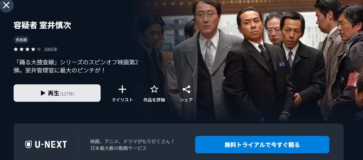 U-NEXTの容疑者 室井慎次配信画像