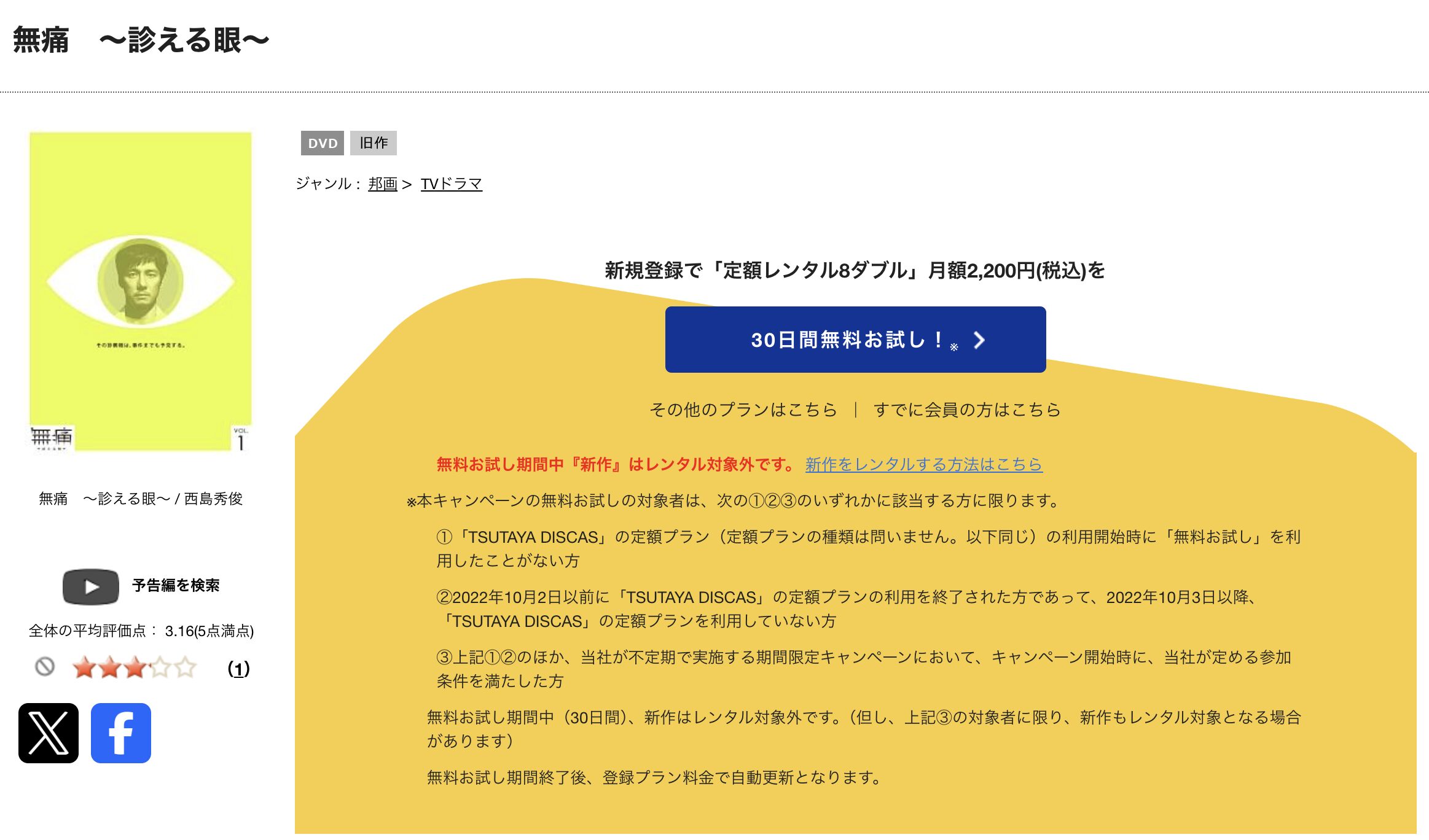 TSUTAYA DISCASの無痛〜診える眼〜