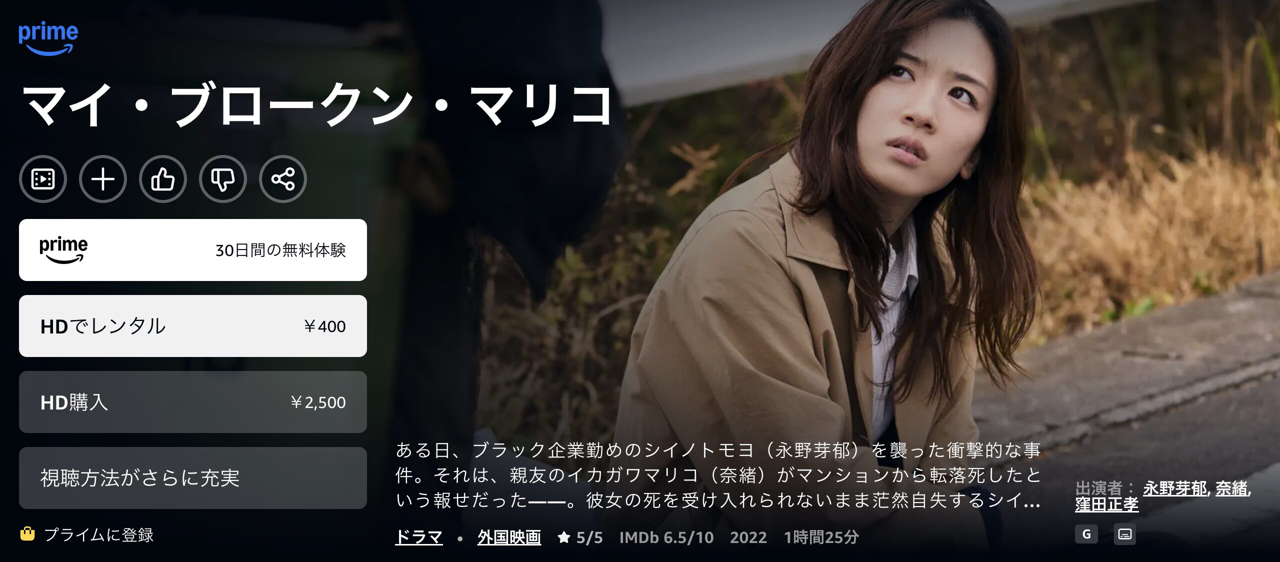 Amazonプライムのマイ・ブロークン・マリコ配信画像