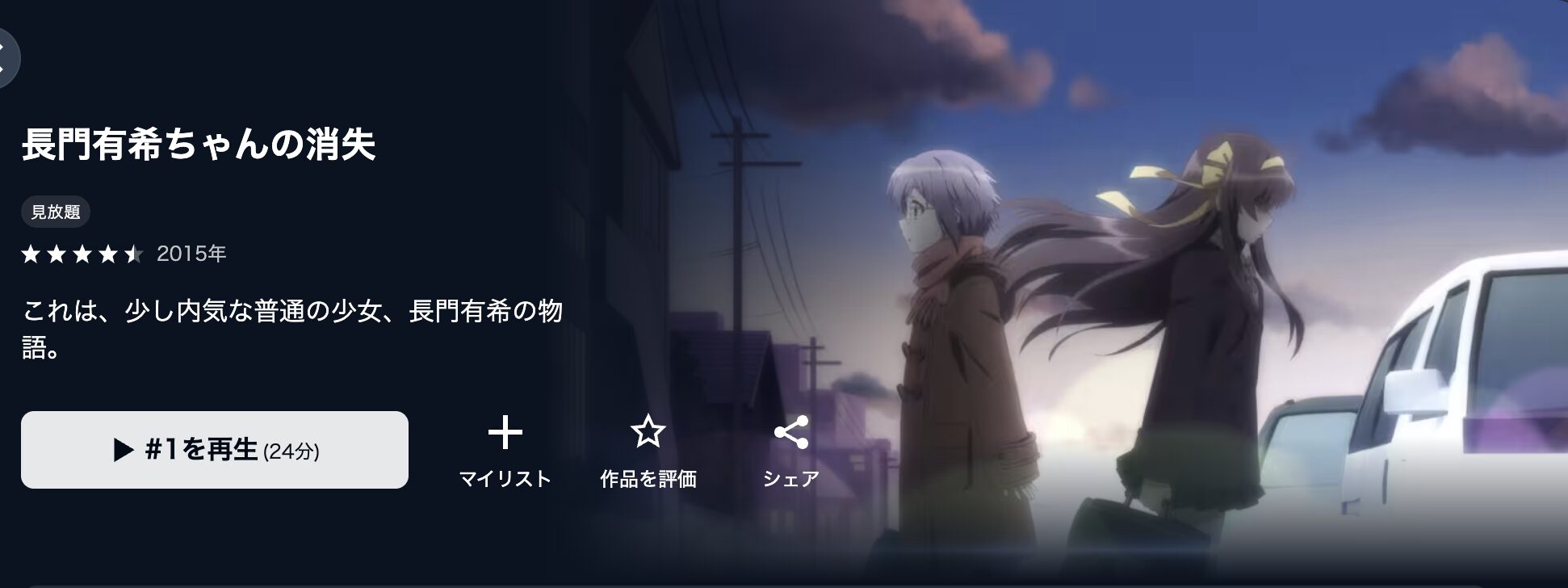 U-NEXTの長門有希ちゃんの消失配信画像