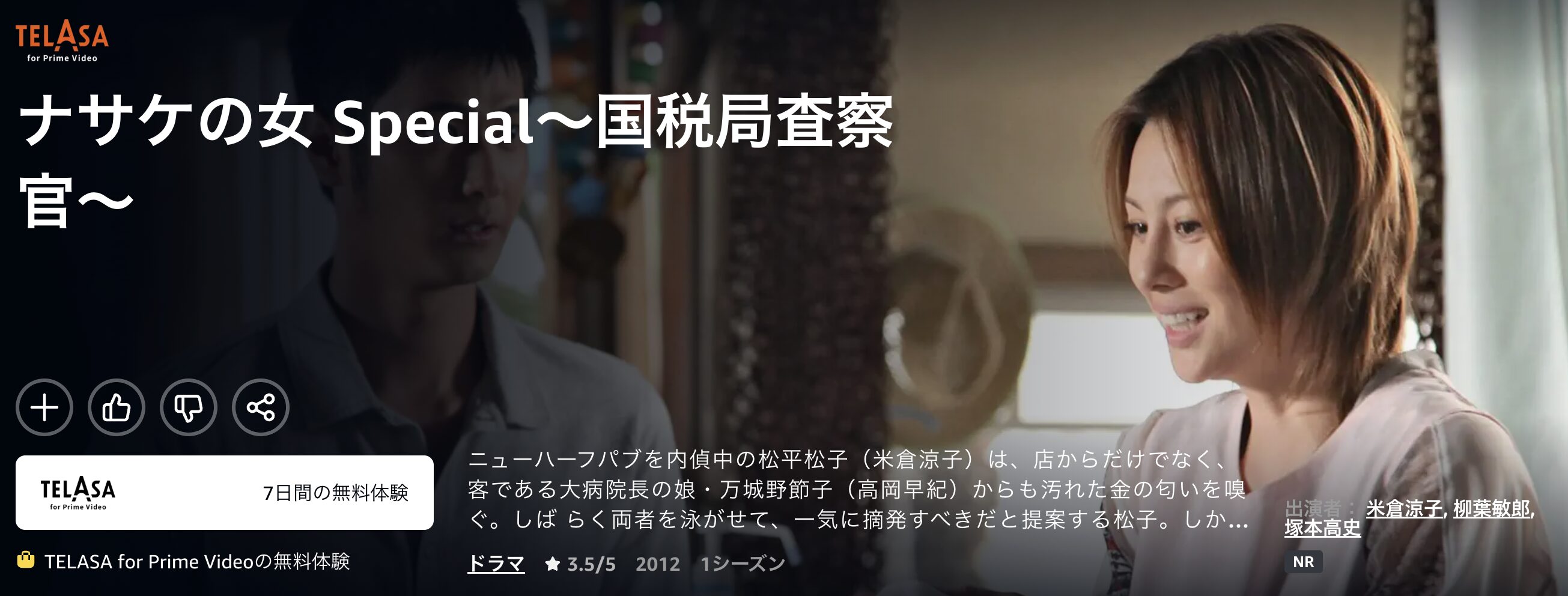 Amazonプライムのナサケの女 Special~国税局査察官~配信画像