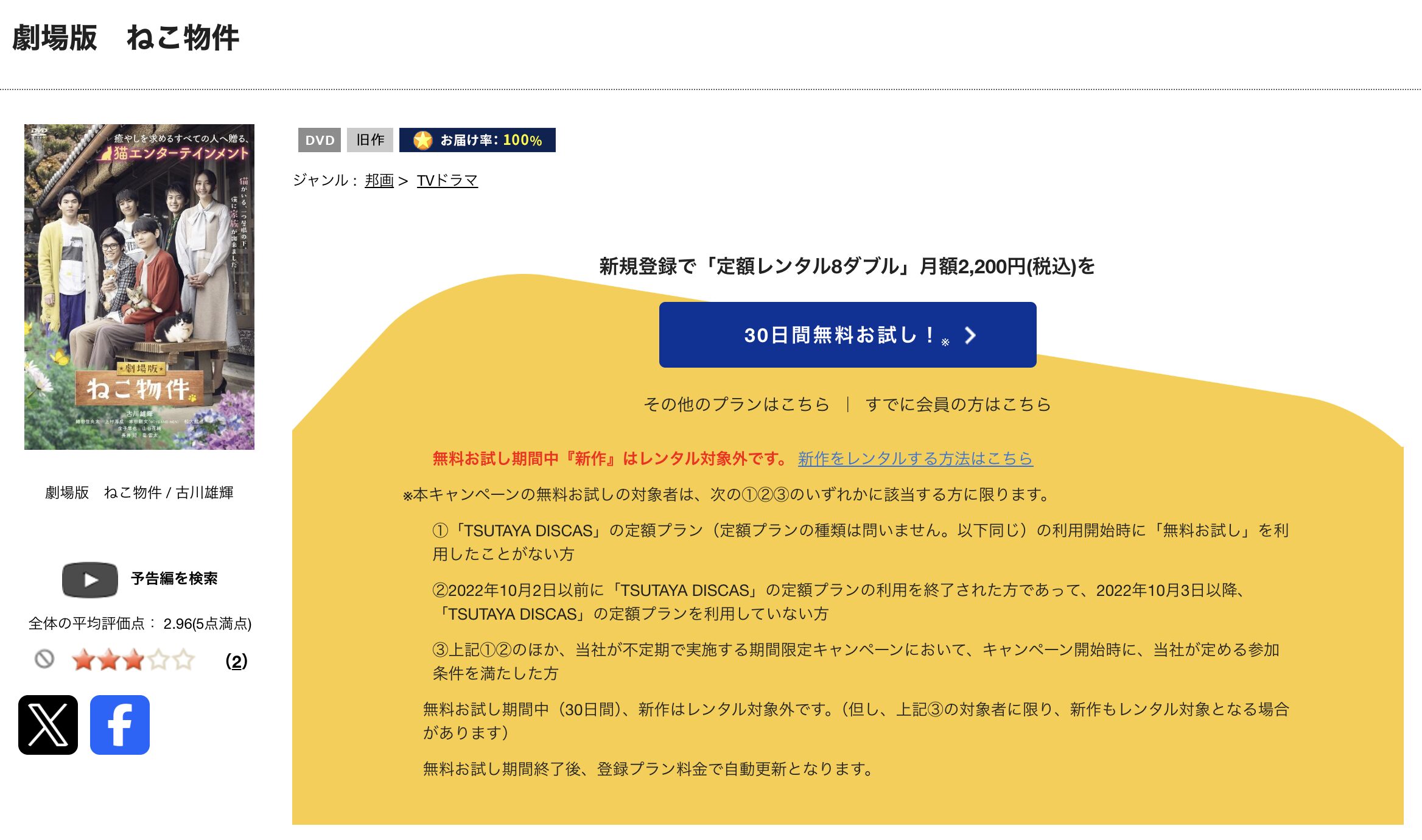TSUTAYA DISCASの劇場版 ねこ物件