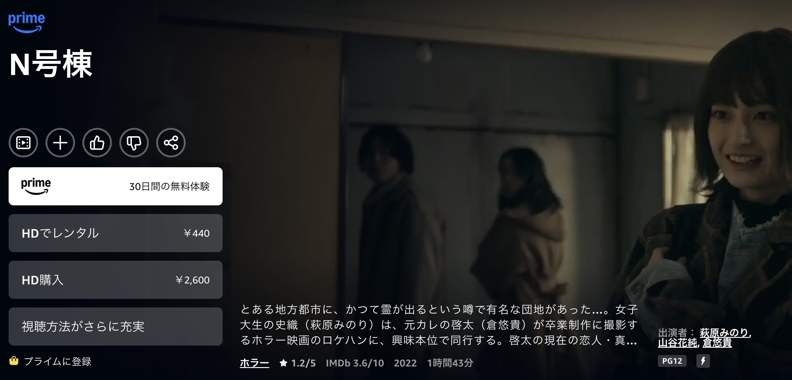 AmazonプライムのＮ号棟配信画像