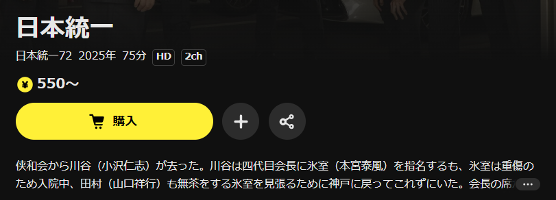 DMM TVの日本統一72配信画像
